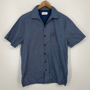 Onia Short Sleeve Button Shirt Men's Size M Blue Geometric Print Cotton